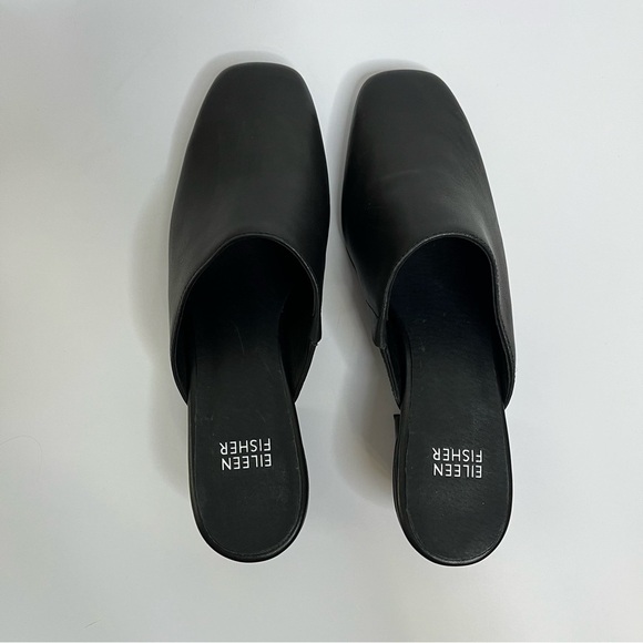 Eileen Fisher Nappa Leather Black Slip-On Mules size 7.5 - Picture 2 of 15
